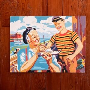 MCM Nautical Kitsch Fishing Scene PAINT BY NUMBER Art - Sailor Boy